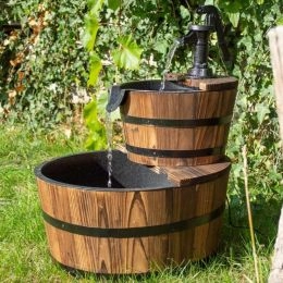 Grandwills h&ouml;lzerner Solarbrunnen, zwei Stufen - 